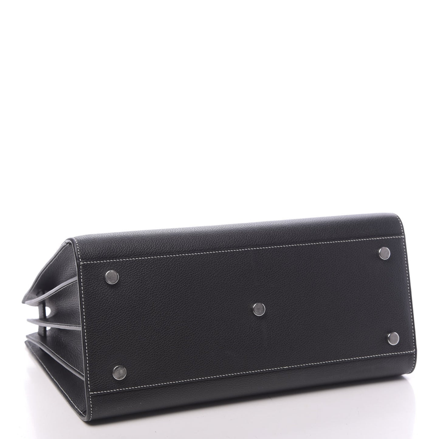 Grained Calfskin Topstitch Small Sac De Jour Black Porcelain