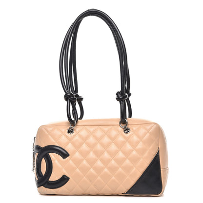 Chanel Calfskin Quilted Large Cambon Bowler Beige Black 1 of 11