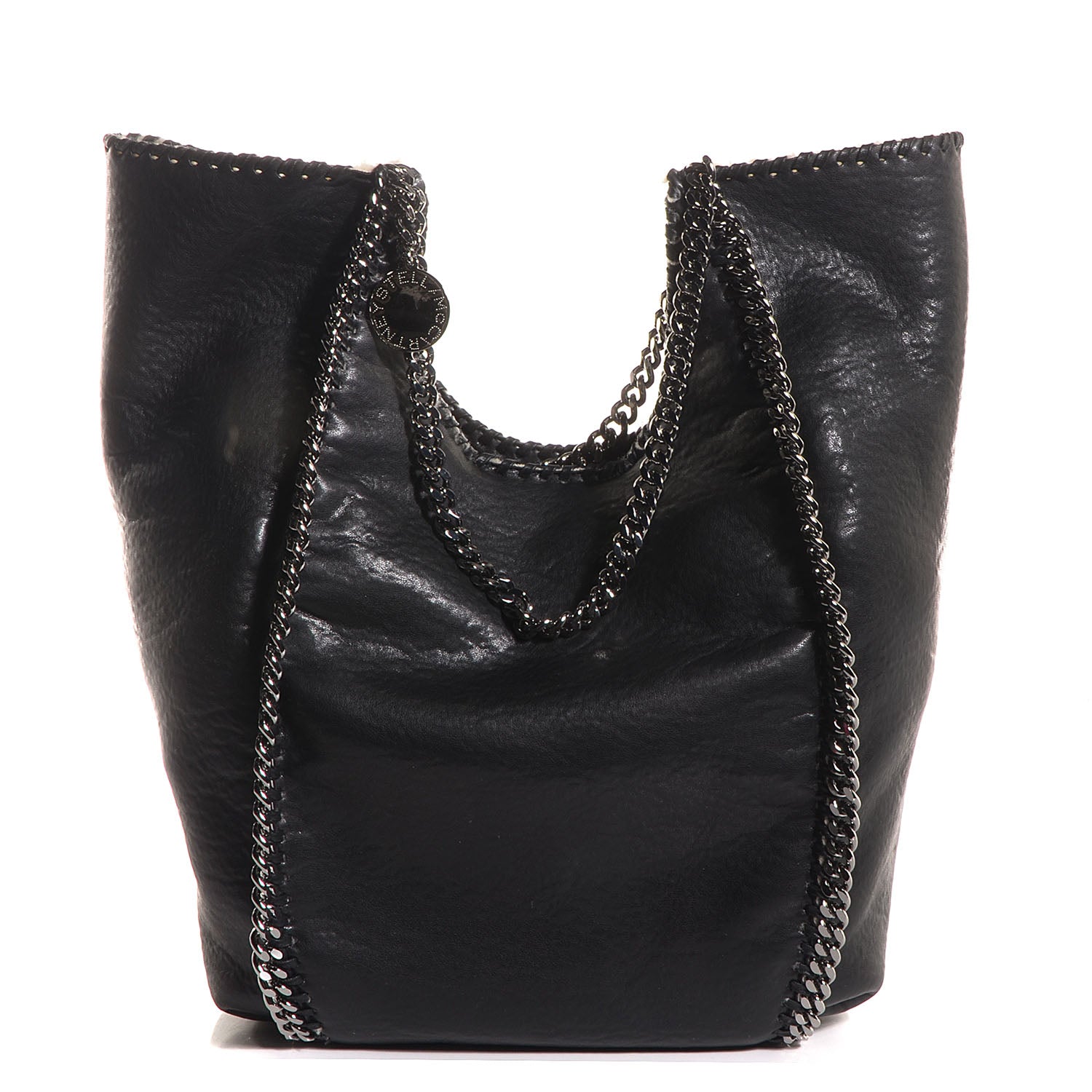 Stella McCartney Faux Leather Shearling Large Chain Link Falabella Black 1 of 9