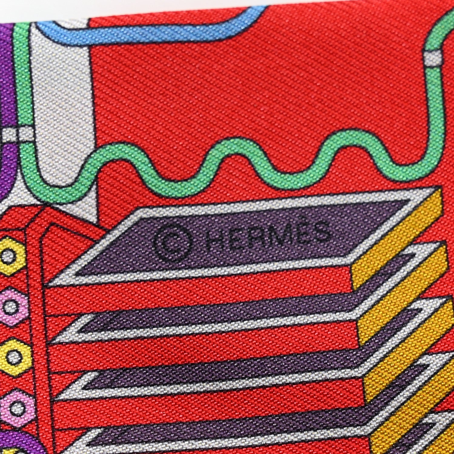 Hermes Silk La Maison des Carres Twilly Rouge Vif Blue Vif Vert 4 of 4