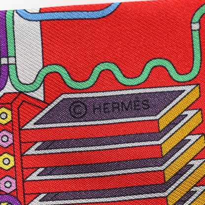 Hermes Silk La Maison des Carres Twilly Rouge Vif Blue Vif Vert 4 of 4