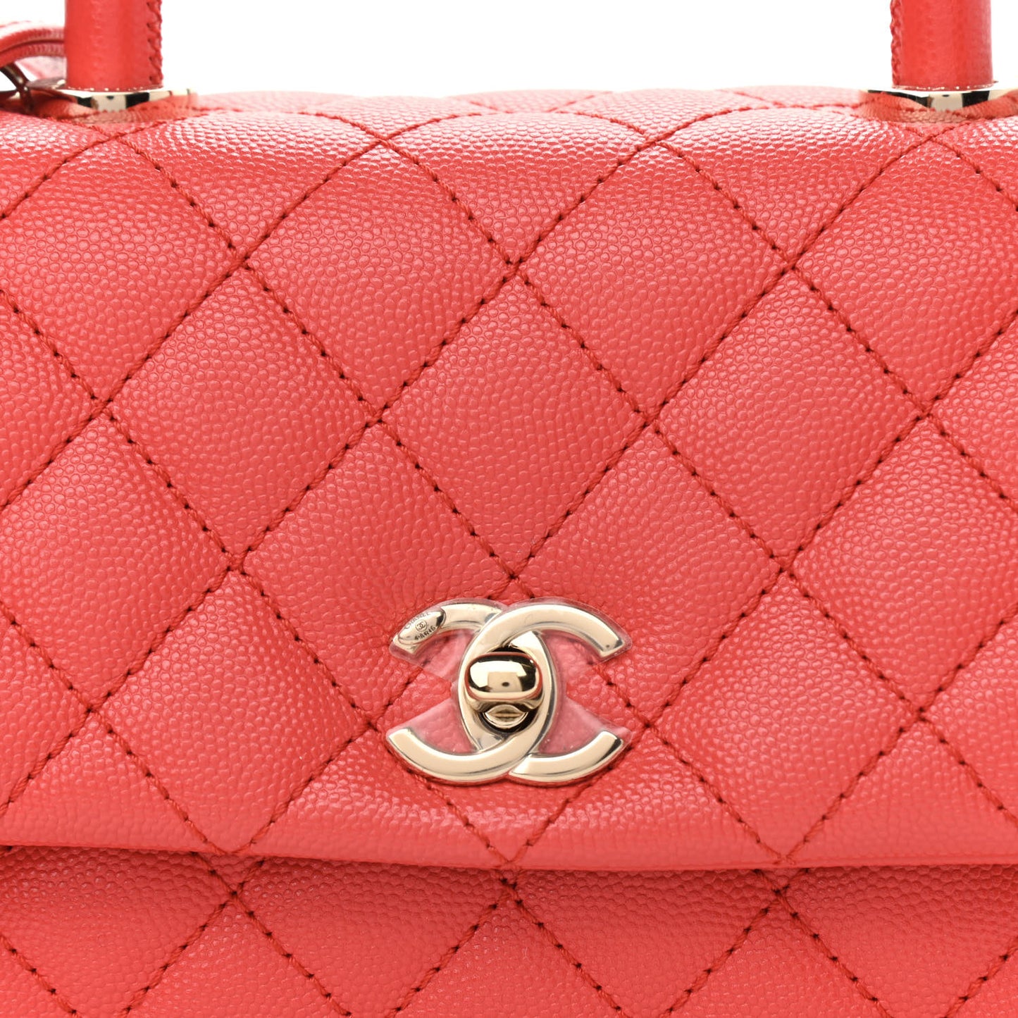Caviar Quilted Mini Coco Handle Flap Red