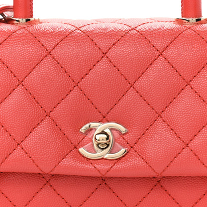 Chanel Caviar Quilted Mini Coco Handle Flap Red 8 of 10