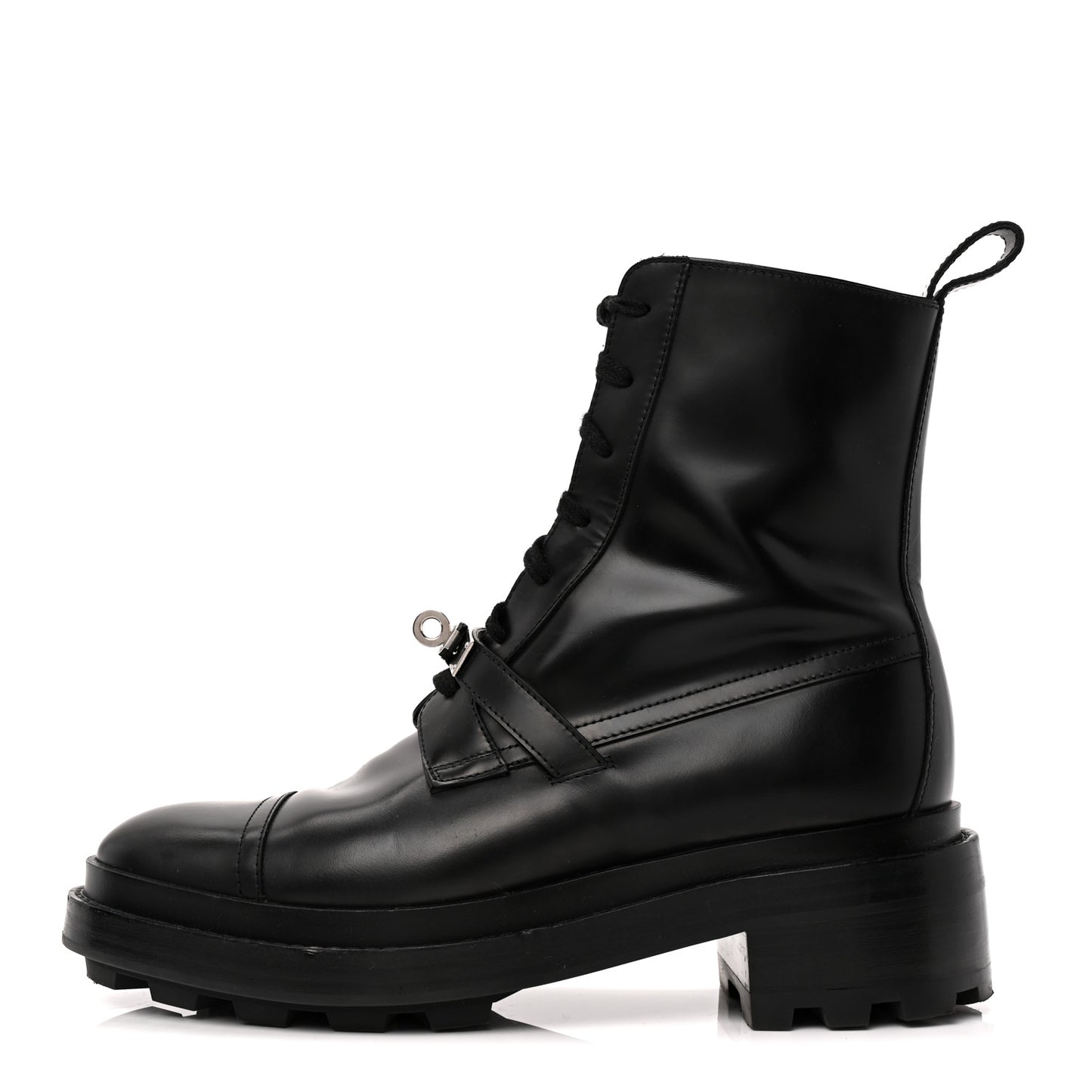 Glossed Calfskin Funk Ankle Boots 38.5 Black