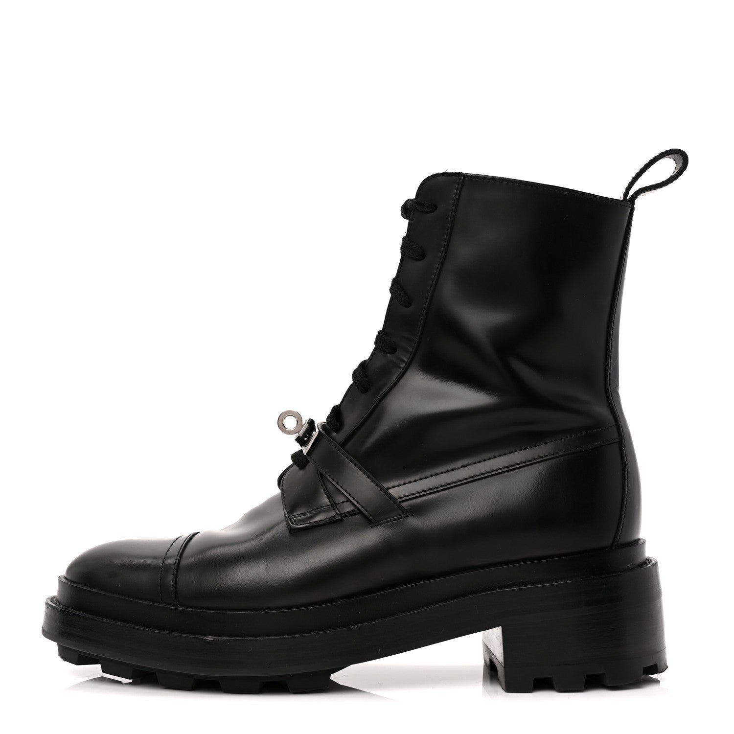 Hermes Glossed Calfskin Funk Ankle Boots 38.5 Black 1 of 9
