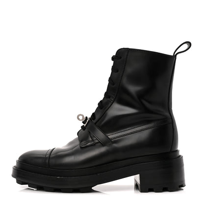 Hermes Glossed Calfskin Funk Ankle Boots 38.5 Black 1 of 9