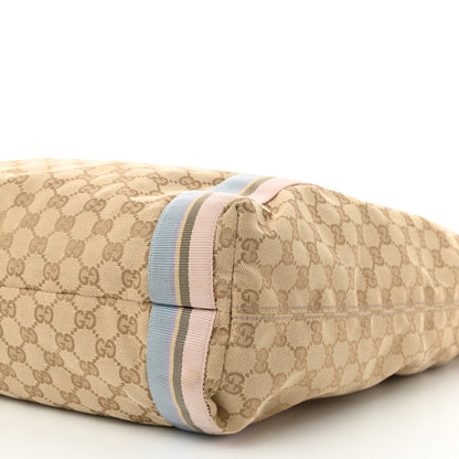 Gucci GG Monogram Medium Web Handle Vertical Tote Pink Blue 10 of 11