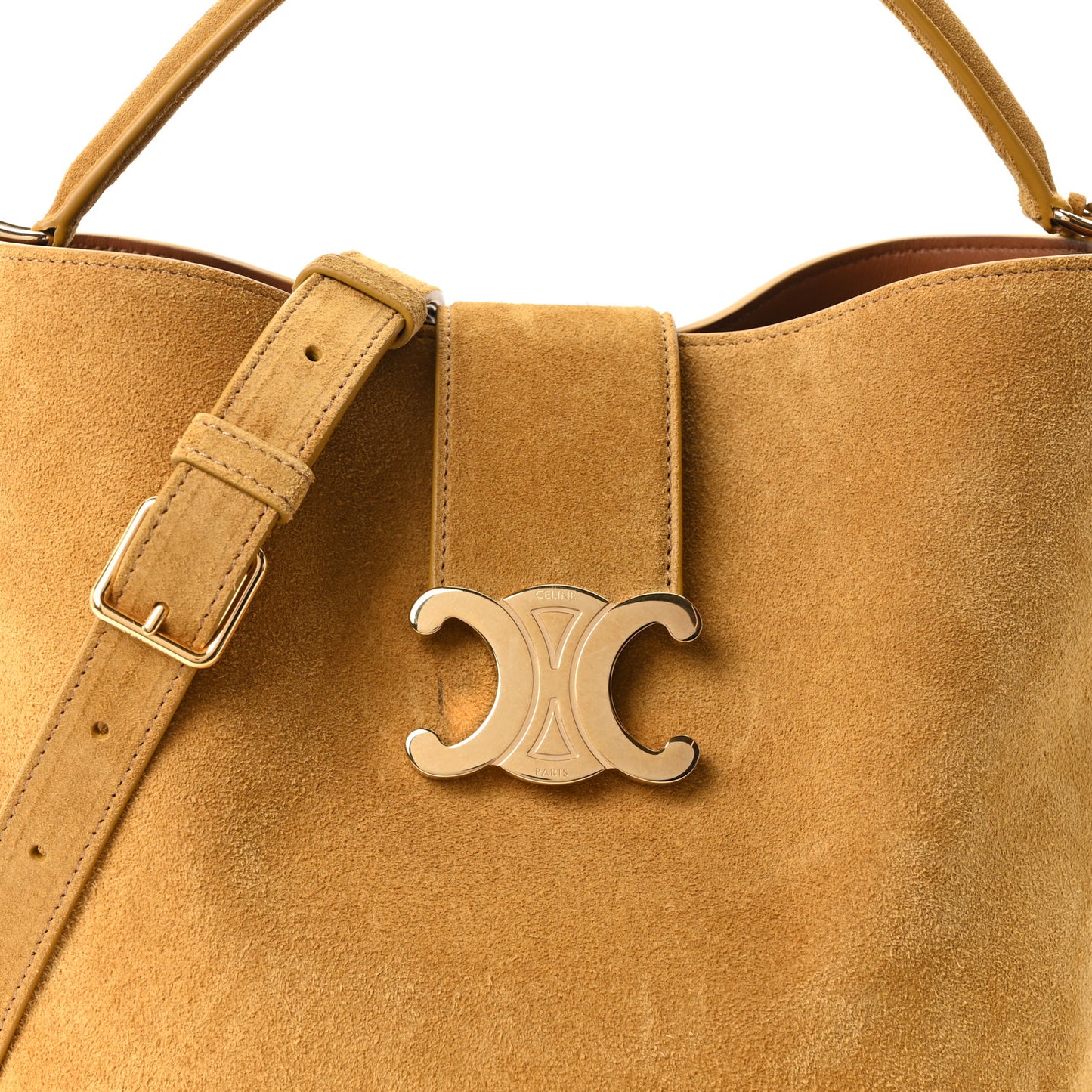 Suede Calfskin Triomphe Medium Louise Bag Blonde