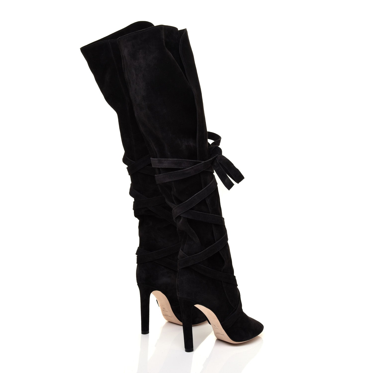 Saint Laurent Suede Meurice Wraparound Over The Knee Boots 39 Black 4 of 7