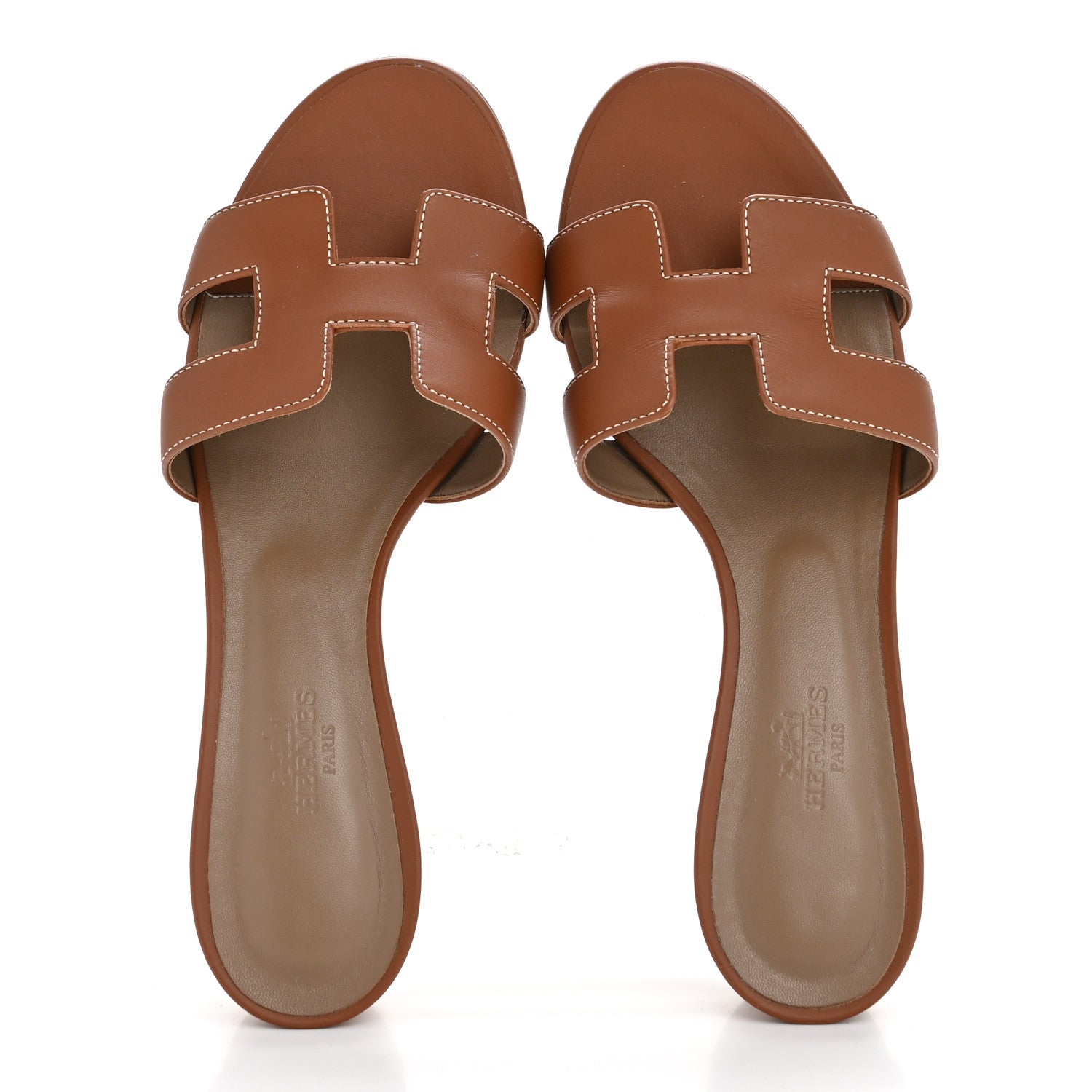 Hermes Calfskin Oasis Sandals 37 Gold 2 of 11