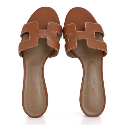 Hermes Calfskin Oasis Sandals 37 Gold 2 of 11
