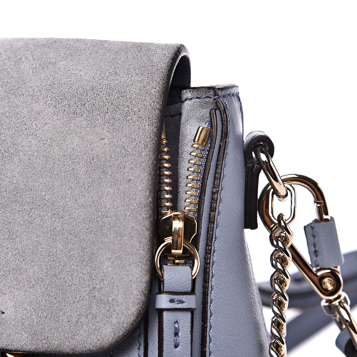 Suede Calfskin Mini Faye Backpack Washed Blue