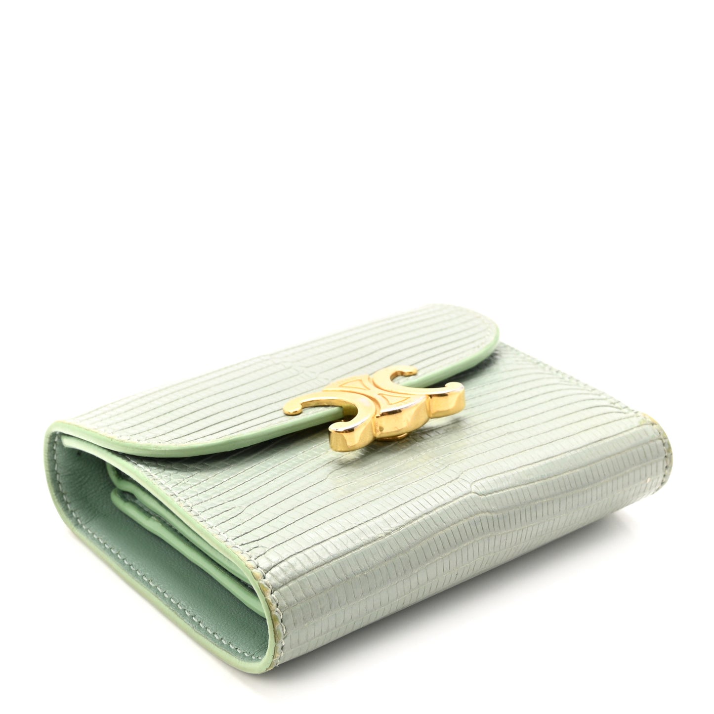 Lizard Small Triomphe Wallet Pastel Green
