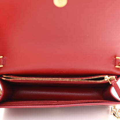 Versace Calfskin Greca Goddess Wallet On Chain Red 4 of 8