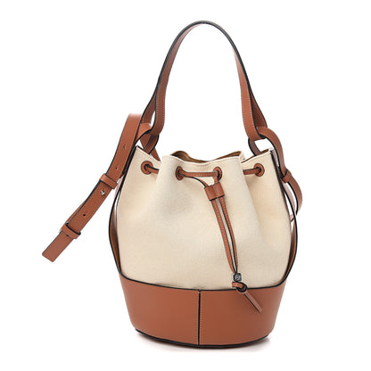 Loewe Canvas Calfskin Balloon Bucket Bag Ecru Tan 1 of 7