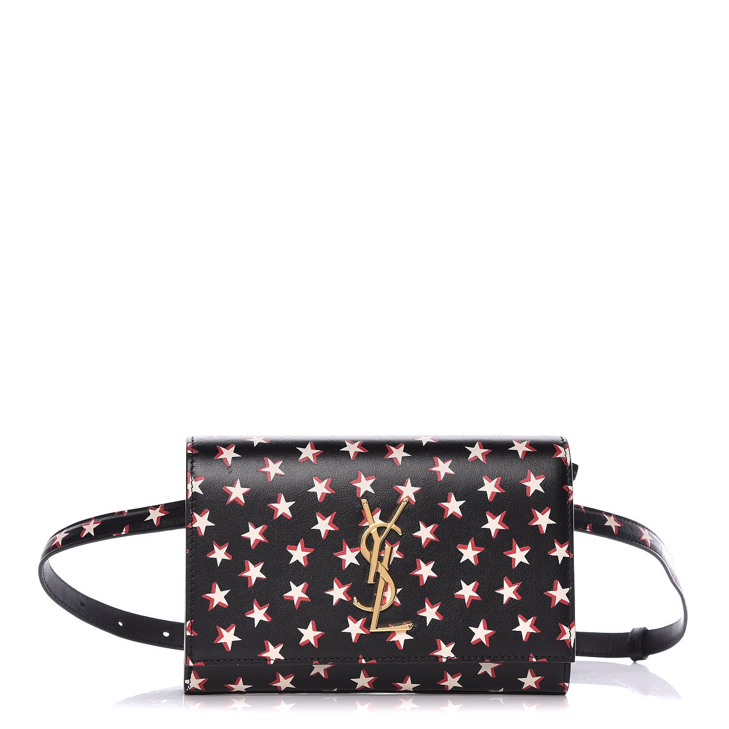 Saint Laurent Smooth Calfskin Star Print Monogram Kate Belt Bag Black Ivory Red 1 of 10