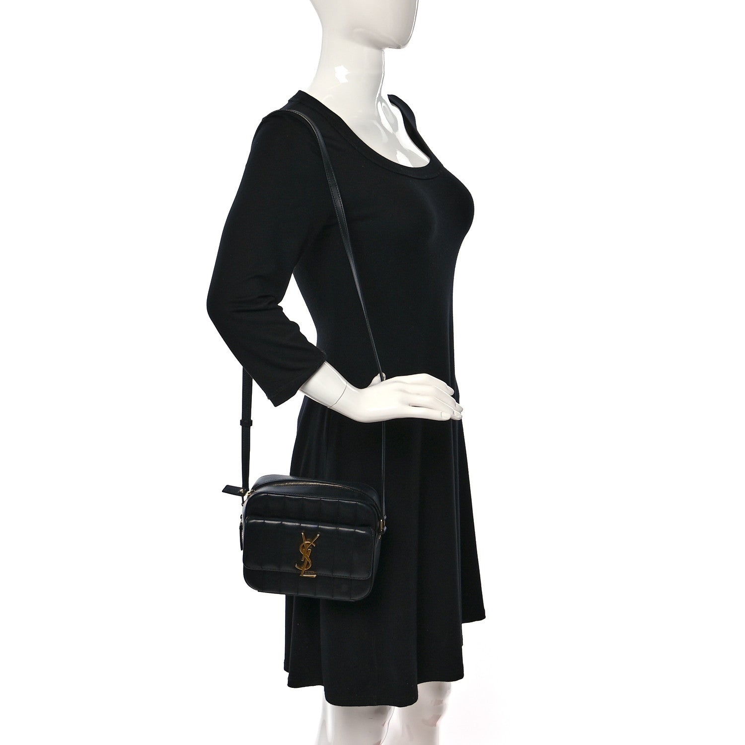 Saint Laurent Lambskin Matelasse Monogram Vicky Camera Bag Black 2 of 10