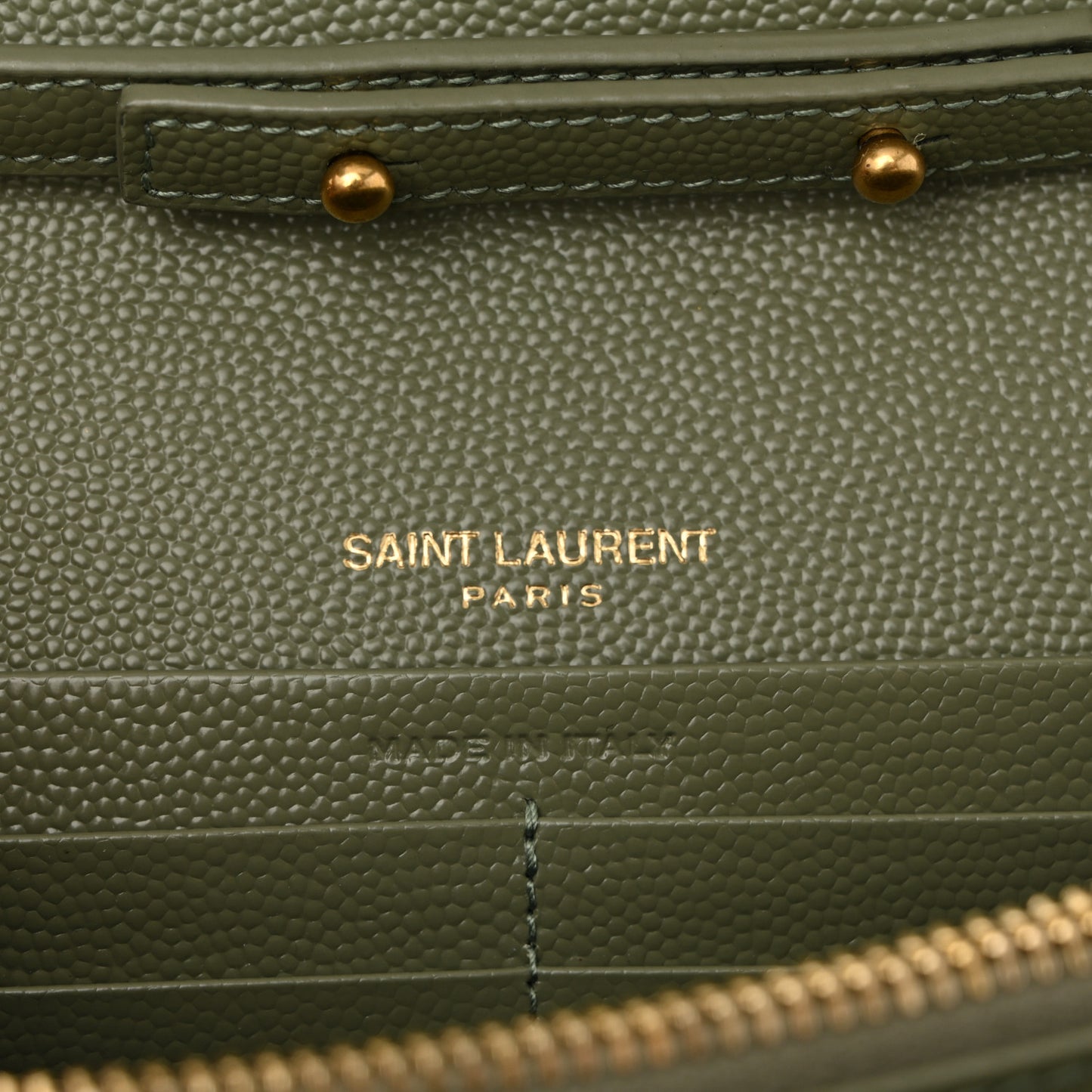 Grain De Poudre Matelasse Chevron Monogram Chain Wallet Light Sage