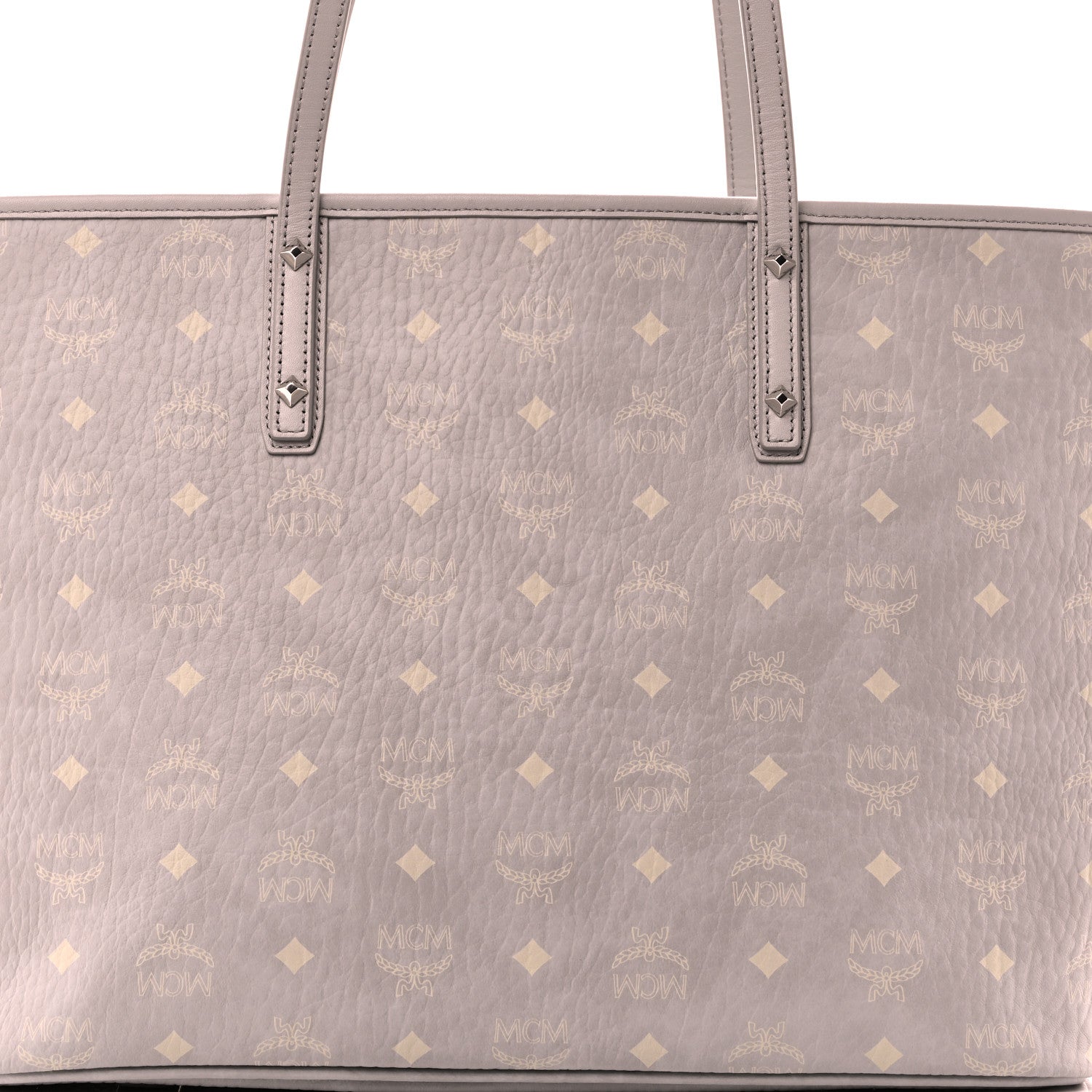 MCM Visetos Medium Aren Shopper Tote Misty Gray 8 of 10