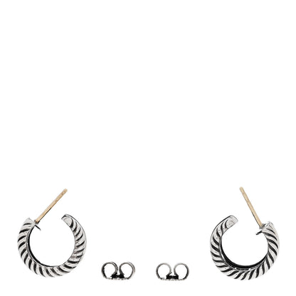 David Yurman Sterling Silver 14K Yellow Gold Cable Classics Hoop Earrings 3 of 5