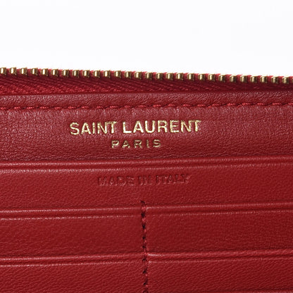 Saint Laurent Lambskin Matelasse Monogram Vicky Zip Around Wallet Rouge Eros 8 of 9