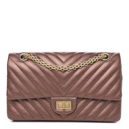 Chanel Metallic Aged Calfskin Chevron Quilted 2.55 Reissue 225 Flap Bronze 1 of 12