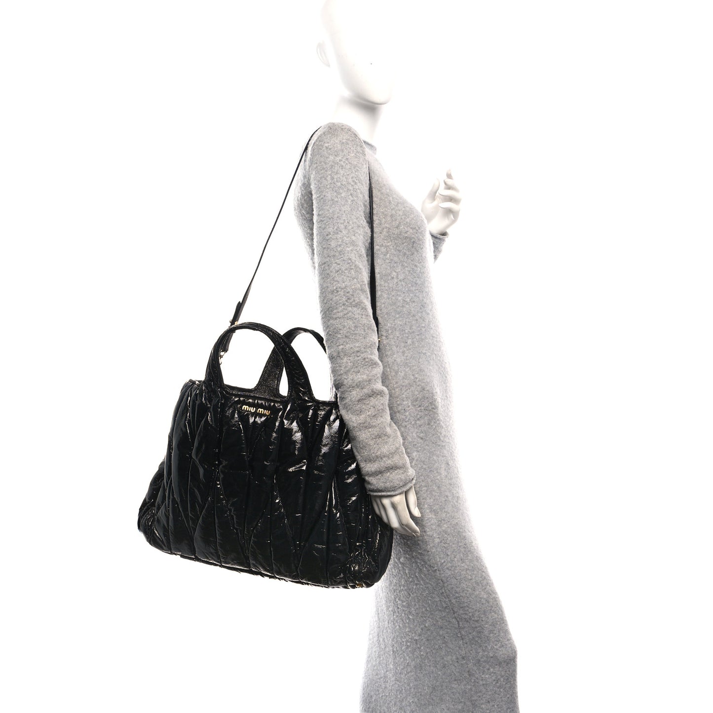 Nappa Matelasse Top Handle Black