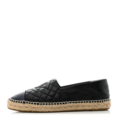 Chanel Lambskin Quilted CC Espadrilles 41 Navy Blue Black 1 of 9