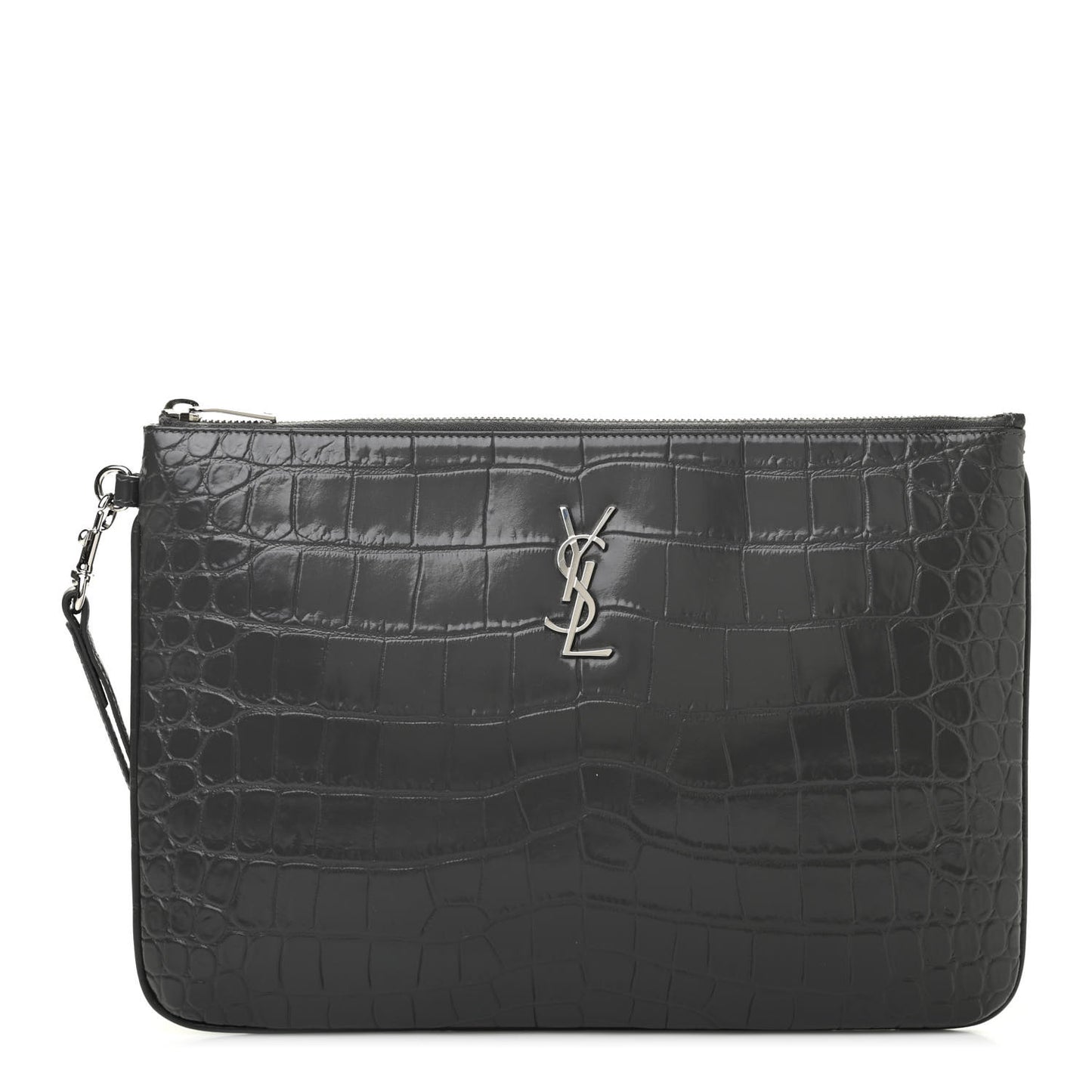 Calfskin Crocodile Embossed Tablet Pouch Storm