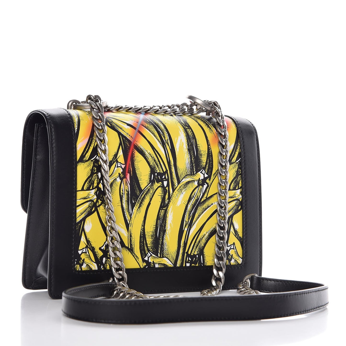 City Calfskin Severine Banana Print Flap Giallo Black