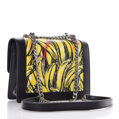 Prada City Calfskin Severine Banana Print Flap Giallo Black 3 of 7