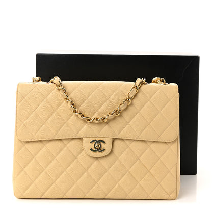 Chanel Caviar Quilted Jumbo Single Flap Beige 11 of 11