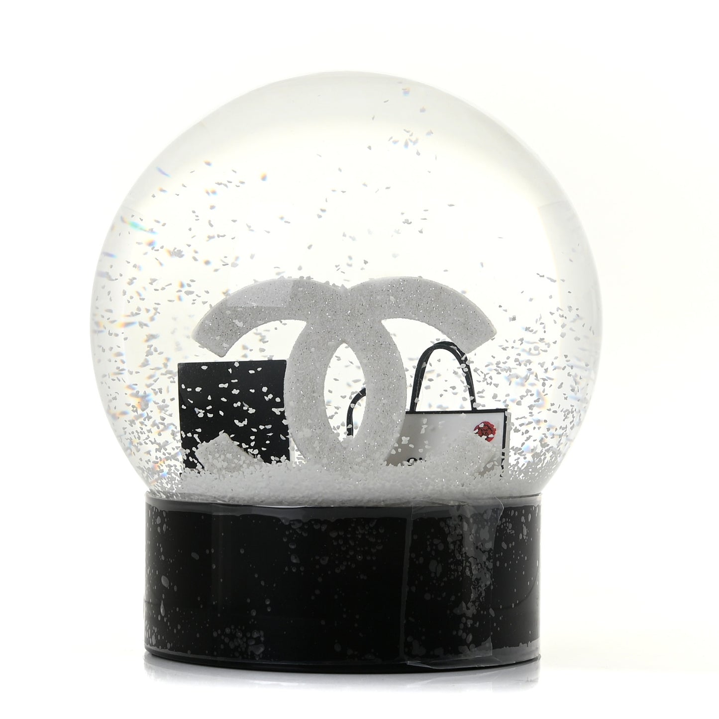 Glass CC Shopping Bag Snow Globe