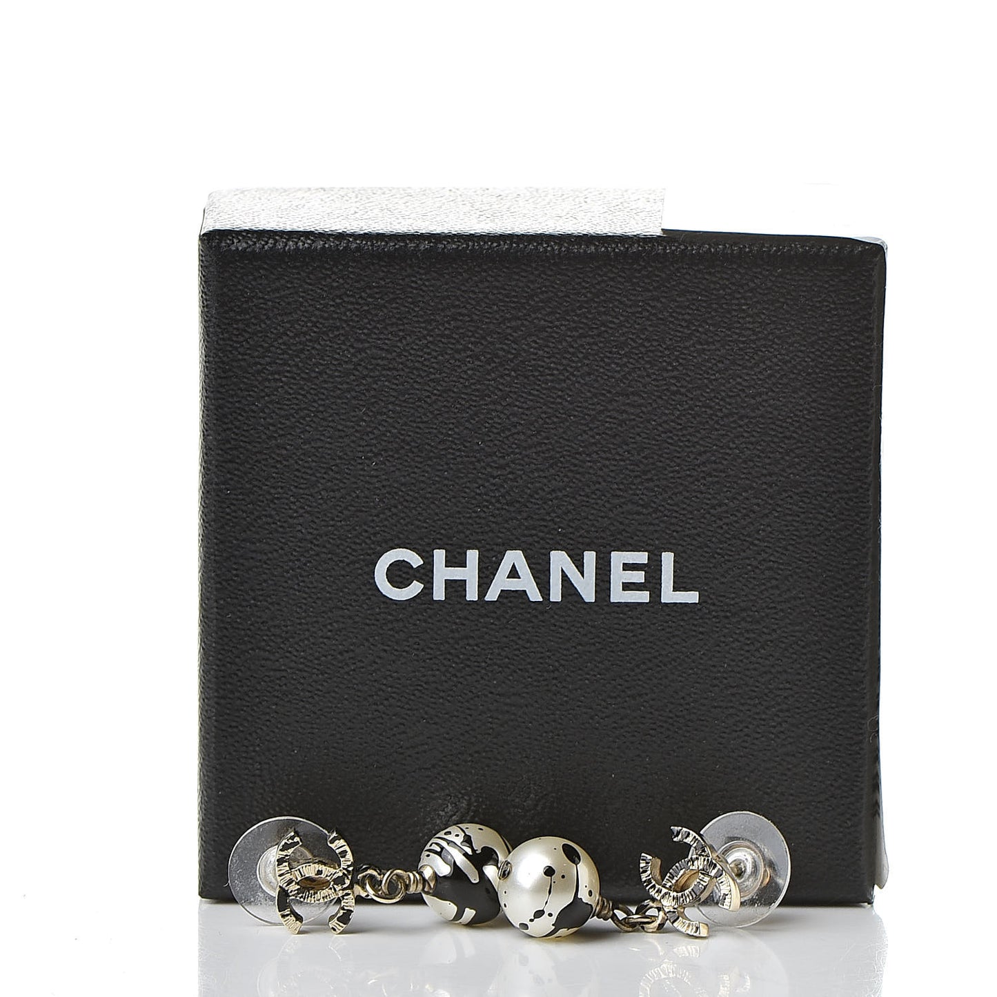 Pearl CC Drop Earrings Gold Black