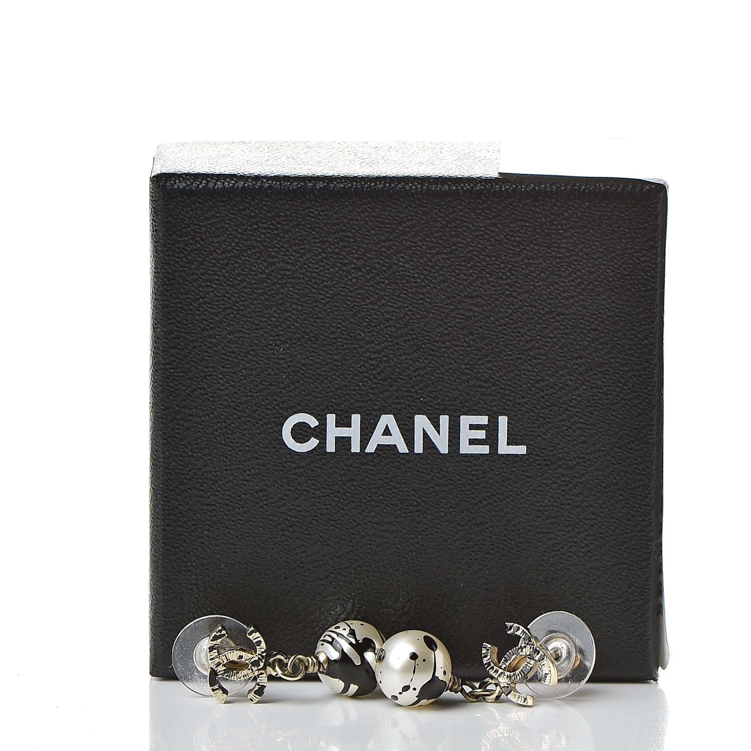 Chanel Pearl CC Drop Earrings Gold Black 5 of 5
