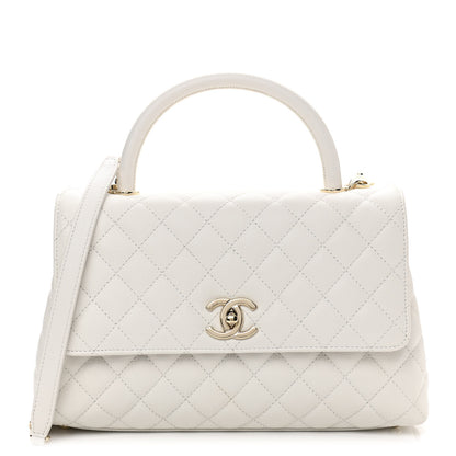 Chanel Caviar Quilted Small Coco Handle Flap White 1 of 11