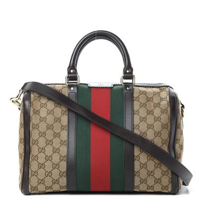 Gucci Monogram Vintage Web Medium Boston Dark Brown 1 of 18