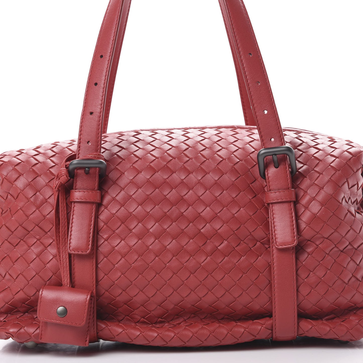 Nappa Intrecciato Montaigne Rings Satchel Red