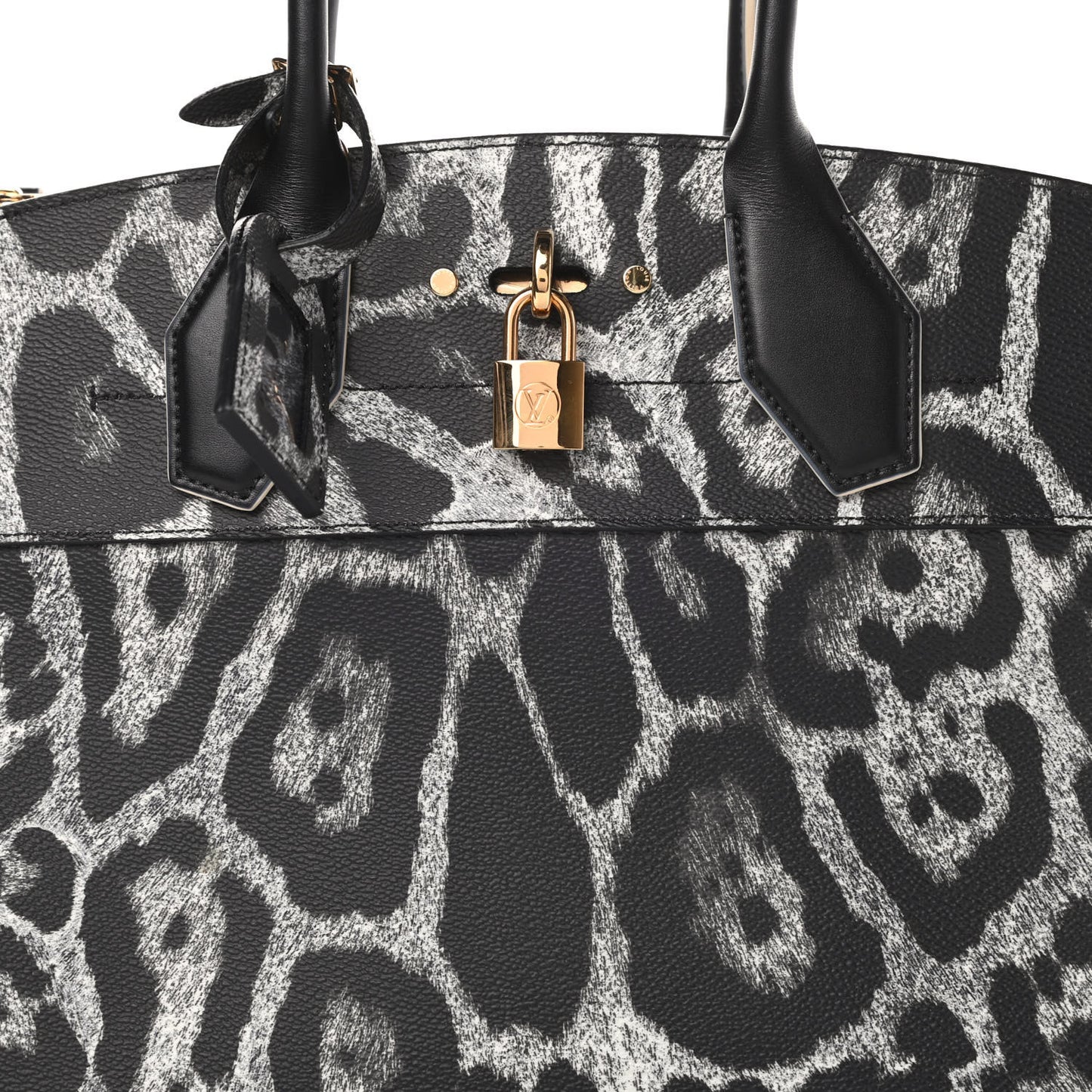 Canvas Calfskin Wild Animal Print City Steamer MM Black