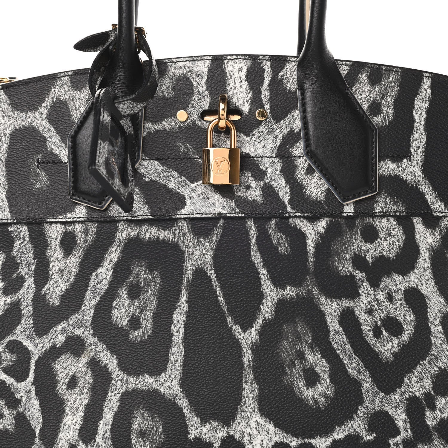 Louis Vuitton Canvas Calfskin Wild Animal Print City Steamer MM Black 8 of 11