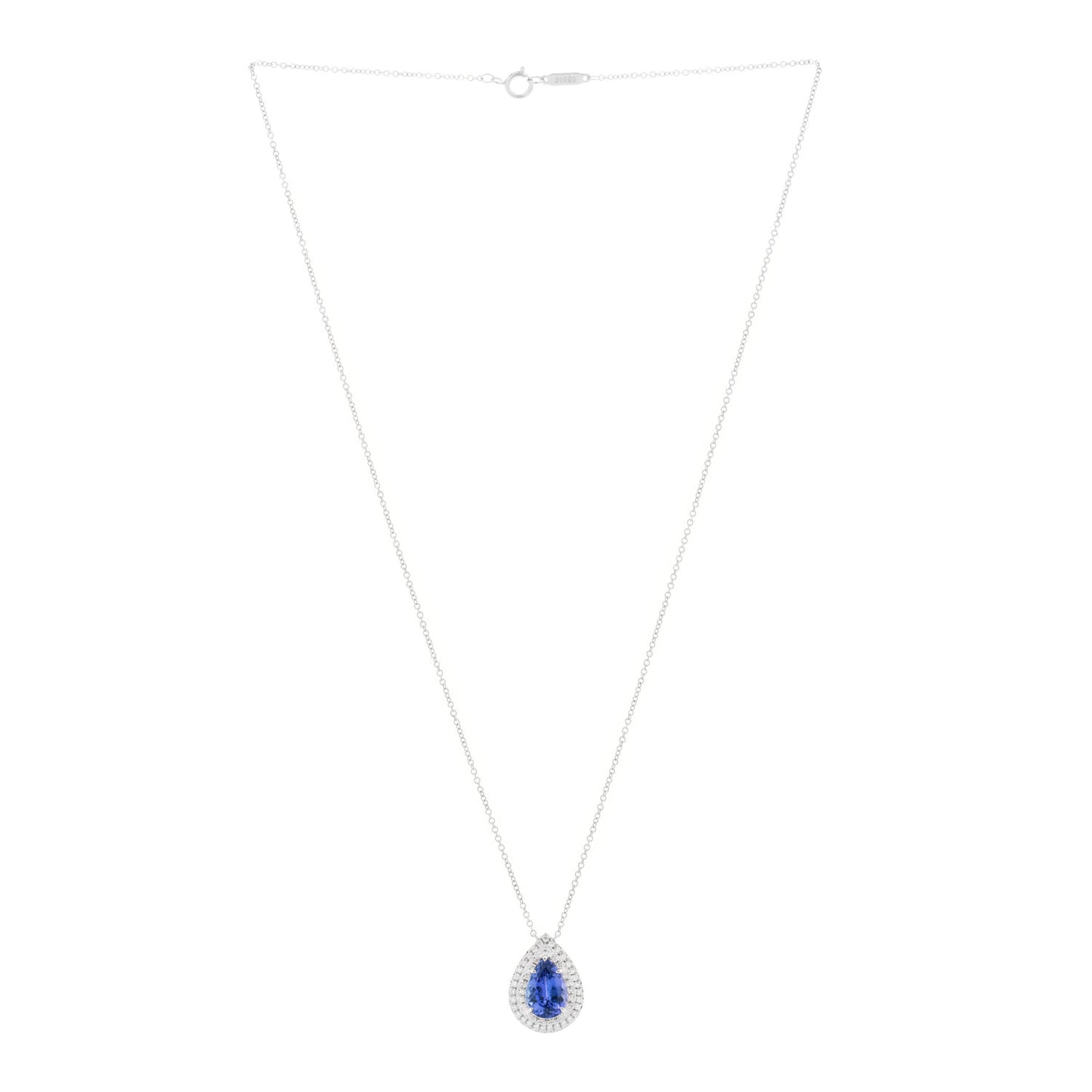 Platinum Diamond Tanzanite Pear Shaped Soleste Pendant Necklace