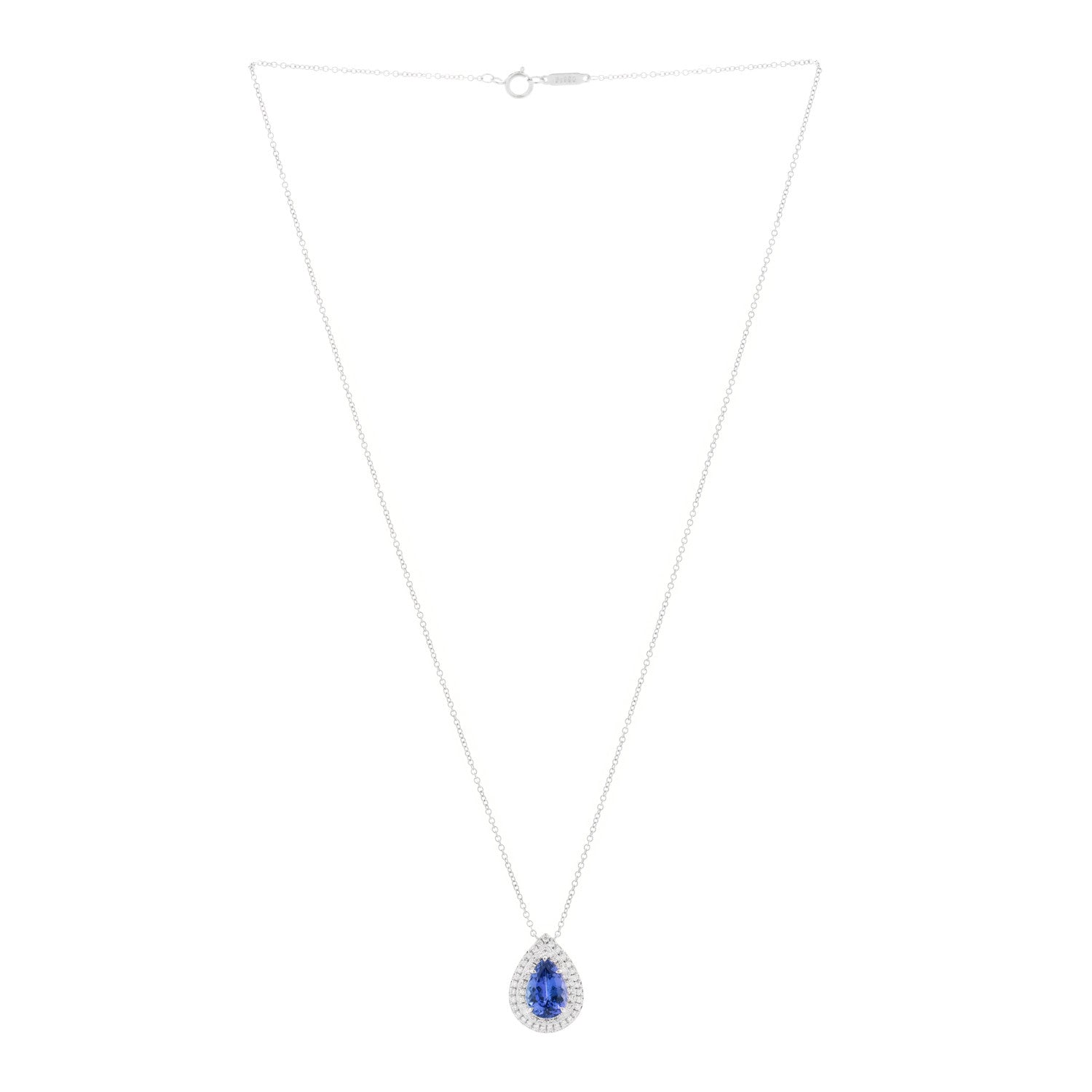 Tiffany Platinum Diamond Tanzanite Pear Shaped Soleste Pendant Necklace 2 of 3
