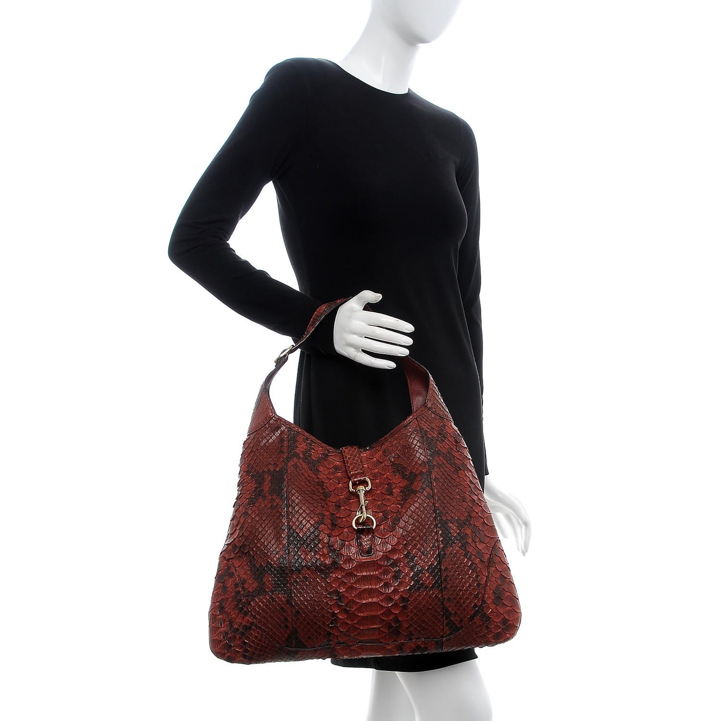 Python Large Jackie O Bouvier Hobo Red