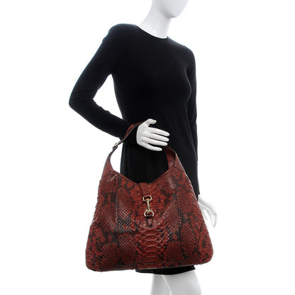 Gucci Python Large Jackie O Bouvier Hobo Red 2 of 8