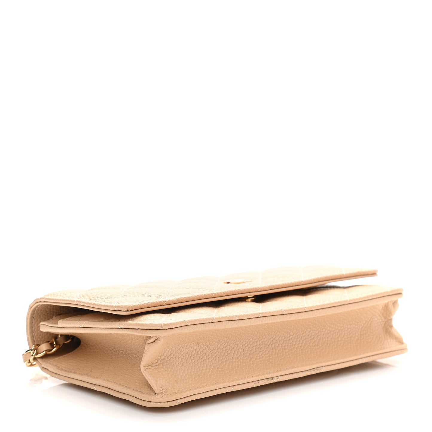 Caviar Quilted Wallet On Chain WOC Beige
