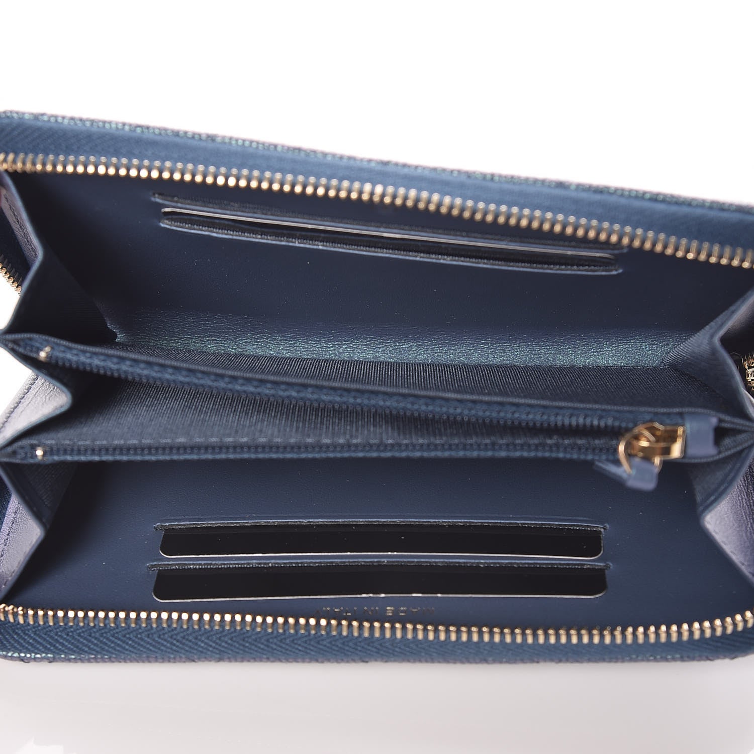 Chanel Iridescent Caviar Quilted Medium Zip Around Wallet Dark Blue 5 of 11