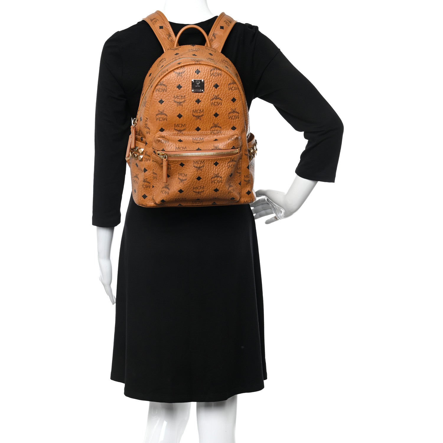 MCM Visetos Small Side Stud Stark Backpack Cognac Cognac 2 of 10