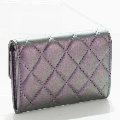 Chanel Metallic Lambskin Quilted Card Holder Dark Purple 2 of 8