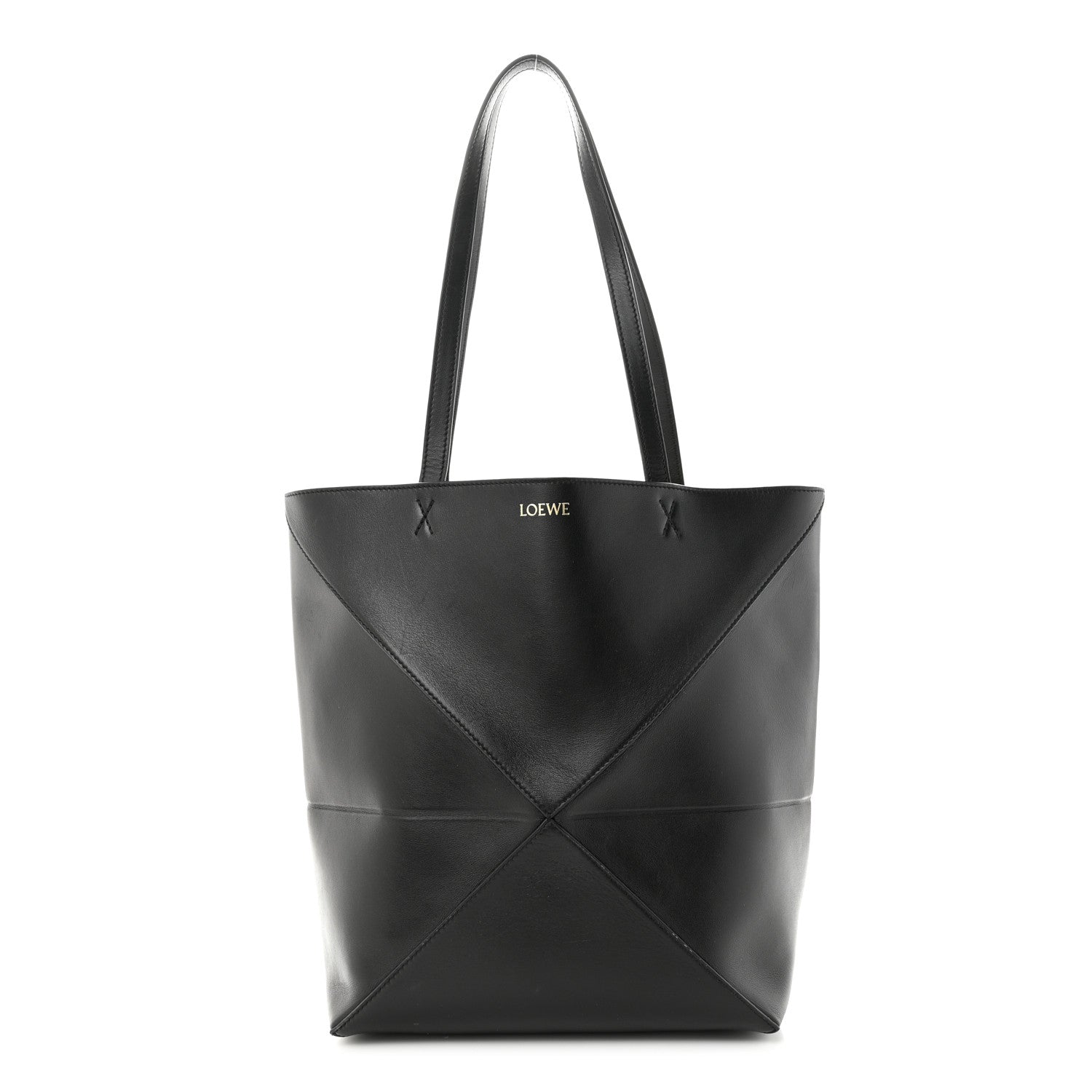 Loewe Shiny Calfskin Medium Puzzle Fold Tote Black 1 of 10