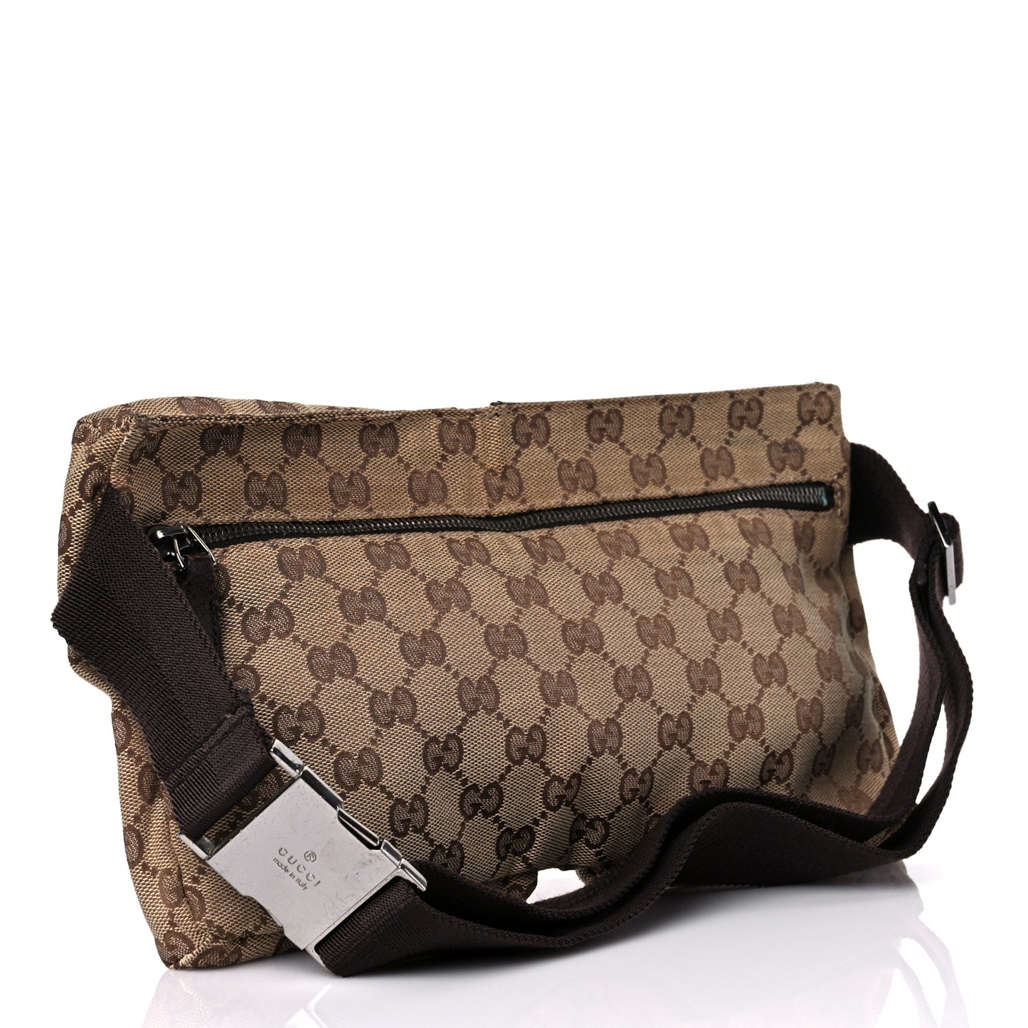 GG Monogram Double Pocket Belt Bag Dark Brown